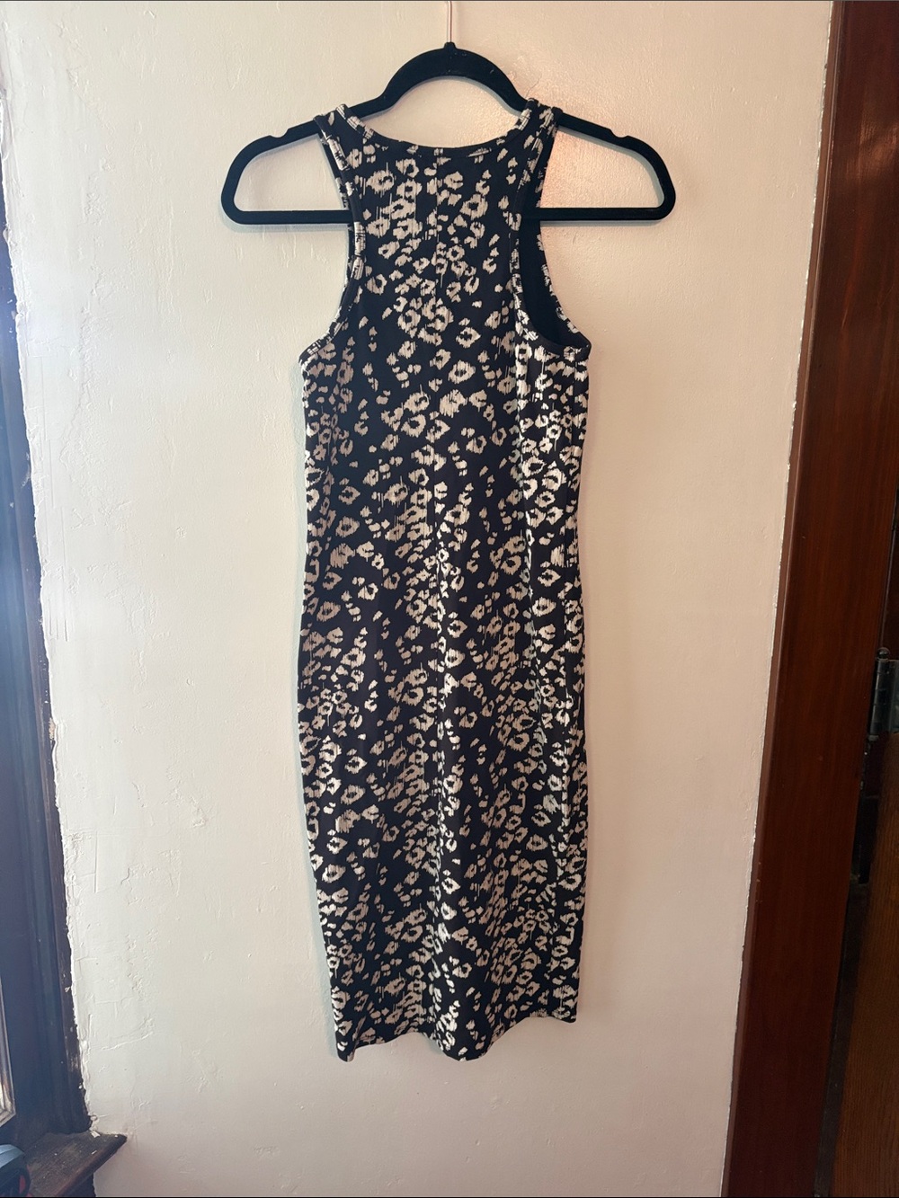 Express Black and Cream Leopard-Print Midi Tank Dress Size Small - Picture 4 of 4